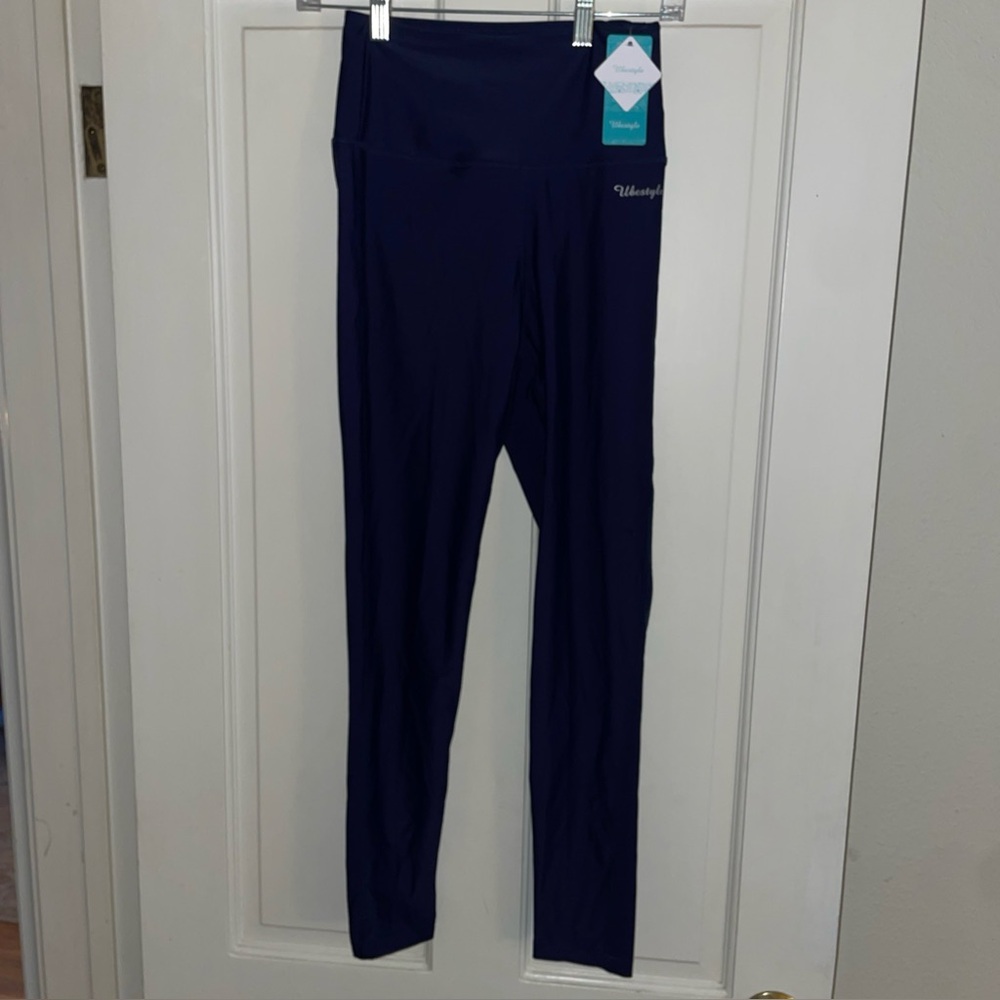 NEW UBESTYLE Womens Nylon Stretch UPF 50+ Active Leggings Navy Small - NWT